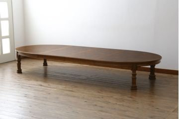 中古　特注　DREXEL HERITAGE(ドレクセルヘリテイジ)　品のある佇まいが魅力的なエクステンションローテーブル(リビングテーブル、センターテーブル、エクステンションテーブル、4人掛け、6人掛け、8人掛け)(R-074479)