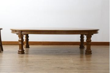 中古　特注　DREXEL HERITAGE(ドレクセルヘリテイジ)　品のある佇まいが魅力的なエクステンションローテーブル(リビングテーブル、センターテーブル、エクステンションテーブル、4人掛け、6人掛け、8人掛け)(R-074479)