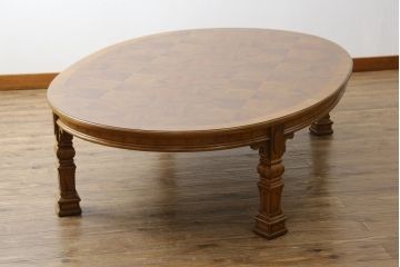 中古　特注　DREXEL HERITAGE(ドレクセルヘリテイジ)　品のある佇まいが魅力的なエクステンションローテーブル(リビングテーブル、センターテーブル、エクステンションテーブル、4人掛け、6人掛け、8人掛け)(R-074479)