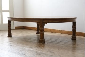 中古　特注　DREXEL HERITAGE(ドレクセルヘリテイジ)　品のある佇まいが魅力的なエクステンションローテーブル(リビングテーブル、センターテーブル、エクステンションテーブル、4人掛け、6人掛け、8人掛け)(R-074479)