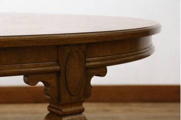 中古　特注　DREXEL HERITAGE(ドレクセルヘリテイジ)　品のある佇まいが魅力的なエクステンションローテーブル(リビングテーブル、センターテーブル、エクステンションテーブル、4人掛け、6人掛け、8人掛け)(R-074479)