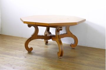 中古　美品　DREXEL HERITAGE(ドレクセルヘリテイジ)　ESPERANTO(エスペラント)　八角形天板がお洒落なエクステンションテーブル(ダイニングテーブル、食卓、4人掛け、6人掛け、ドローリーフテーブル、オクタゴンテーブル)(R-074480)