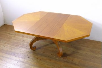 中古　美品　DREXEL HERITAGE(ドレクセルヘリテイジ)　ESPERANTO(エスペラント)　八角形天板がお洒落なエクステンションテーブル(ダイニングテーブル、食卓、4人掛け、6人掛け、ドローリーフテーブル、オクタゴンテーブル)(R-074480)