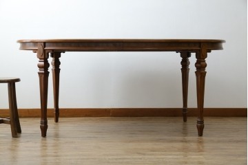 中古　美品　廃盤品　DREXEL HERITAGE(ドレクセルヘリテイジ)　Cameo Classics(キャメオクラシックス)　天板のチェックパターンがお洒落なエクステンションテーブル　(R-074481)