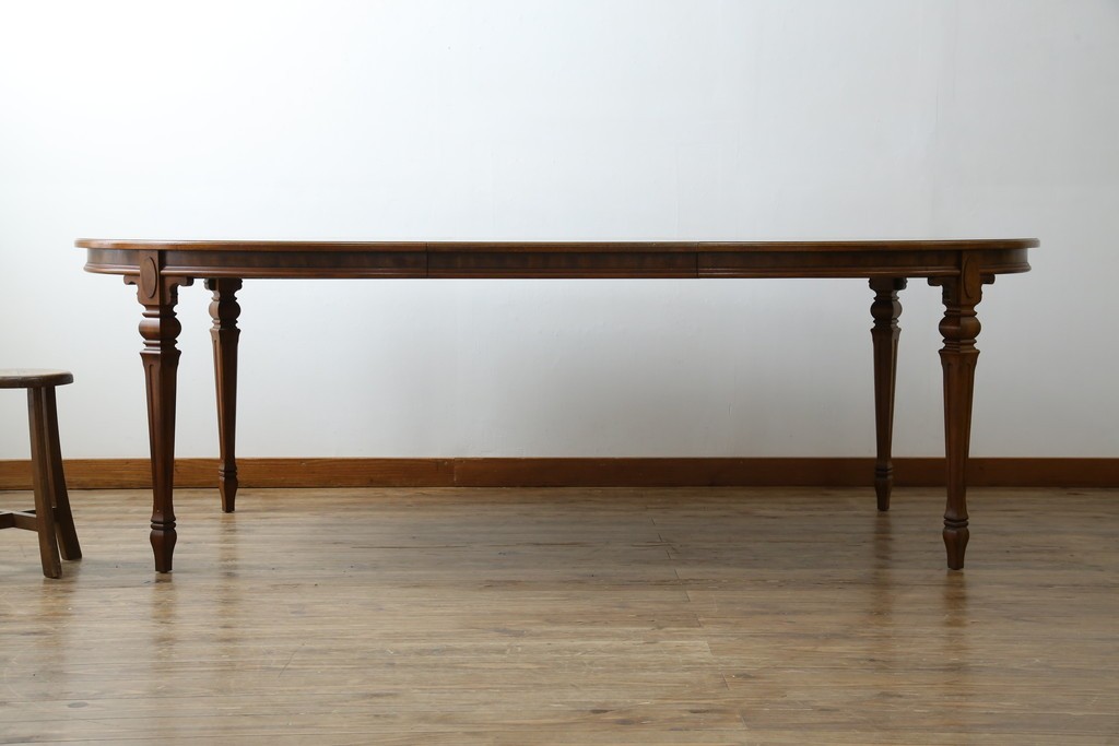 中古　美品　廃盤品　DREXEL HERITAGE(ドレクセルヘリテイジ)　Cameo Classics(キャメオクラシックス)　天板のチェックパターンがお洒落なエクステンションテーブル　(R-074481)