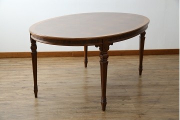 中古　美品　廃盤品　DREXEL HERITAGE(ドレクセルヘリテイジ)　Cameo Classics(キャメオクラシックス)　天板のチェックパターンがお洒落なエクステンションテーブル　(R-074481)