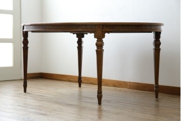 中古　美品　廃盤品　DREXEL HERITAGE(ドレクセルヘリテイジ)　Cameo Classics(キャメオクラシックス)　天板のチェックパターンがお洒落なエクステンションテーブル　(R-074481)