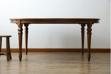 中古　美品　廃盤品　DREXEL HERITAGE(ドレクセルヘリテイジ)　Cameo Classics(キャメオクラシックス)　天板のチェックパターンがお洒落なエクステンションテーブル　(R-074481)