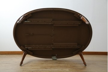 中古　美品　廃盤品　DREXEL HERITAGE(ドレクセルヘリテイジ)　Cameo Classics(キャメオクラシックス)　天板のチェックパターンがお洒落なエクステンションテーブル　(R-074481)