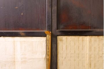 アンティーク建具　鏡板欅(ケヤキ)材　古民家インテリアにもおすすめの障子帯戸3枚セット(引き戸、板戸、格子帯戸、障子戸)(R-074482)