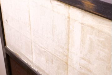 アンティーク建具　鏡板欅(ケヤキ)材　古民家インテリアにもおすすめの障子帯戸3枚セット(引き戸、板戸、格子帯戸、障子戸)(R-074482)