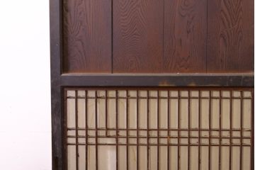アンティーク建具　鏡板欅(ケヤキ)材　古民家インテリアにもおすすめの障子帯戸2枚セット(引き戸、板戸、格子帯戸、障子戸)(R-074483)