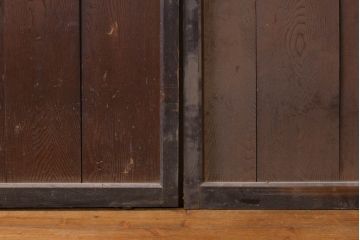 アンティーク建具　鏡板欅(ケヤキ)材　古民家インテリアにもおすすめの障子帯戸2枚セット(引き戸、板戸、格子帯戸、障子戸)(R-074483)