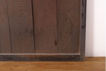 アンティーク建具　鏡板欅(ケヤキ)材　古民家インテリアにもおすすめの障子帯戸2枚セット(引き戸、板戸、格子帯戸、障子戸)(R-074483)
