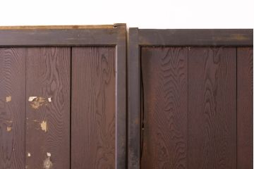 アンティーク建具　鏡板欅(ケヤキ)材　古民家インテリアにもおすすめの障子帯戸2枚セット(引き戸、板戸、格子帯戸、障子戸)(R-074483)