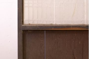 アンティーク建具　鏡板欅(ケヤキ)材　古民家インテリアにもおすすめの障子帯戸2枚セット(引き戸、板戸、格子帯戸、障子戸)(R-074483)