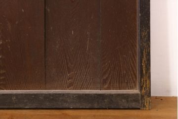 アンティーク建具　鏡板欅(ケヤキ)材　古民家インテリアにもおすすめの障子帯戸2枚セット(引き戸、板戸、格子帯戸、障子戸)(R-074483)