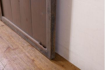 アンティーク建具　長い歴史を刻んだ味わいが魅力的な障子帯戸2枚セット(引き戸、板戸、格子帯戸、障子戸)(R-074484)