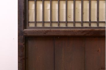 アンティーク建具　長い歴史を刻んだ味わいが魅力的な障子帯戸2枚セット(引き戸、板戸、格子帯戸、障子戸)(R-074484)