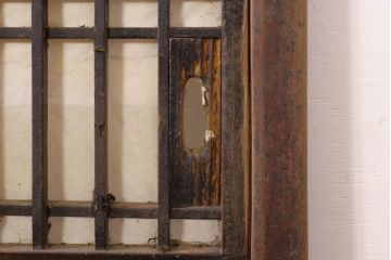 アンティーク建具　長い歴史を刻んだ味わいが魅力的な障子帯戸2枚セット(引き戸、板戸、格子帯戸、障子戸)(R-074484)