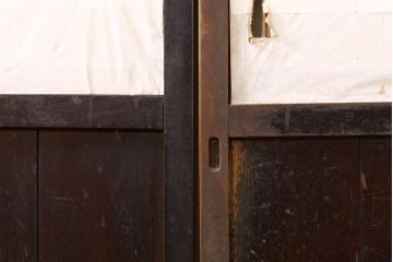 アンティーク建具　長い歴史を刻んだ味わいが魅力的な障子帯戸2枚セット(引き戸、板戸、格子帯戸、障子戸)(R-074484)
