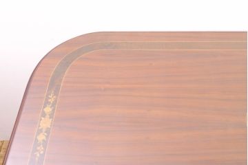 中古　美品　スペイン高級家具　ガラス天板付き　象嵌とゴールドの装飾が高級感を醸し出すダイニングテーブル(食卓、4人掛け、6人掛け)(R-074485)