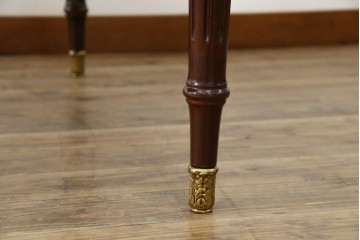 中古　美品　スペイン高級家具　ガラス天板付き　象嵌とゴールドの装飾が高級感を醸し出すダイニングテーブル　(R-074485)