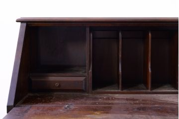 和製ビンテージ　絶版品　北海道民芸家具　カバ材　風格漂う両袖ライティングビューロー(デスク、両袖机、在宅用、在宅ワーク用、ヴィンテージ)(R-074486)