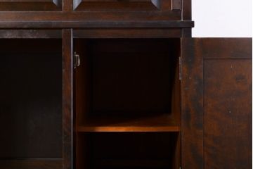 和製ビンテージ　絶版品　北海道民芸家具　カバ材　風格漂う両袖ライティングビューロー(デスク、両袖机、在宅用、在宅ワーク用、ヴィンテージ)(R-074486)