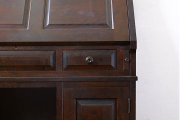 和製ビンテージ　絶版品　北海道民芸家具　カバ材　風格漂う両袖ライティングビューロー(デスク、両袖机、在宅用、在宅ワーク用、ヴィンテージ)(R-074486)
