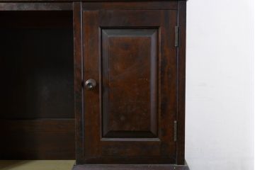 和製ビンテージ　絶版品　北海道民芸家具　カバ材　風格漂う両袖ライティングビューロー(デスク、両袖机、在宅用、在宅ワーク用、ヴィンテージ)(R-074486)