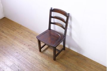 中古　北海道民芸家具　HM620　滑らかな木肌が上品なダイニングチェア(椅子、イス、板座チェア、ラダーバックチェア)(R-074488)