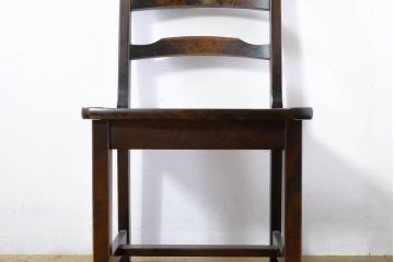 中古　北海道民芸家具　HM620　滑らかな木肌が上品なダイニングチェア(椅子、イス、板座チェア、ラダーバックチェア)(R-074488)