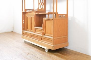 和製ビンテージ　未使用　展示品　桑材　和の空間作りにおすすめの飾り棚(茶棚、違い棚、収納棚、戸棚、ヴィンテージ)(R-074493)