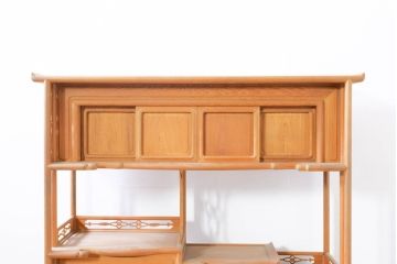 和製ビンテージ　未使用　展示品　桑材　和の空間作りにおすすめの飾り棚(茶棚、違い棚、収納棚、戸棚、ヴィンテージ)(R-074493)