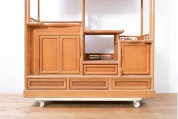 和製ビンテージ　未使用　展示品　桑材　和の空間作りにおすすめの飾り棚(茶棚、違い棚、収納棚、戸棚、ヴィンテージ)(R-074493)