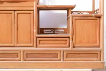 和製ビンテージ　未使用　展示品　桑材　和の空間作りにおすすめの飾り棚(茶棚、違い棚、収納棚、戸棚、ヴィンテージ)(R-074493)