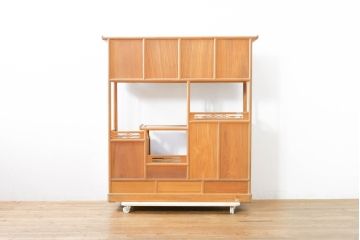和製ビンテージ　未使用　展示品　桑材　和の空間作りにおすすめの飾り棚(茶棚、違い棚、収納棚、戸棚、ヴィンテージ)(R-074493)