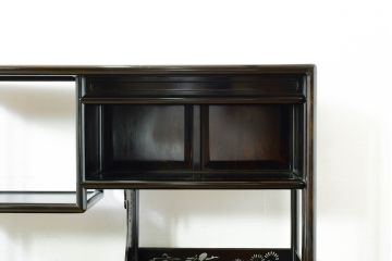 和製ビンテージ　未使用　展示品　縞黒檀(シマコクタン)材　和の空間作りにおすすめの飾り棚(茶棚、違い棚、収納棚、戸棚、ヴィンテージ)(R-074494)