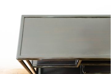 和製ビンテージ　未使用　展示品　縞黒檀(シマコクタン)材　和の空間作りにおすすめの飾り棚(茶棚、違い棚、収納棚、戸棚、ヴィンテージ)(R-074494)