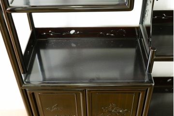 和製ビンテージ　未使用　展示品　縞黒檀(シマコクタン)材　和の空間作りにおすすめの飾り棚(茶棚、違い棚、収納棚、戸棚、ヴィンテージ)(R-074494)