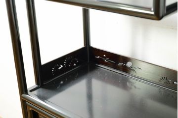 和製ビンテージ　未使用　展示品　縞黒檀(シマコクタン)材　和の空間作りにおすすめの飾り棚(茶棚、違い棚、収納棚、戸棚、ヴィンテージ)(R-074494)