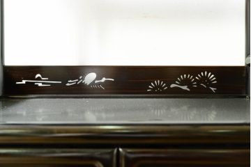 和製ビンテージ　未使用　展示品　縞黒檀(シマコクタン)材　和の空間作りにおすすめの飾り棚(茶棚、違い棚、収納棚、戸棚、ヴィンテージ)(R-074494)