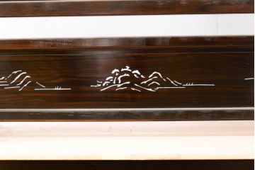 和製ビンテージ　黒檀(コクタン)材　華やかな彫刻のデザインが目を惹く衝立て(つい立て、衝い立て、仕切り、パーテーション、ヴィンテージ)(R-074495)