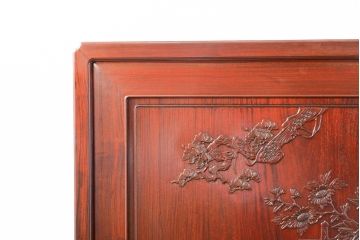 和製ビンテージ　花梨(カリン)材　赤みがかった色味と華やかな彫刻のデザインが目を惹く衝立て(つい立て、衝い立て、仕切り、パーテーション、ヴィンテージ)(R-074496)