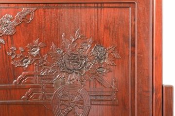 和製ビンテージ　花梨(カリン)材　赤みがかった色味と華やかな彫刻のデザインが目を惹く衝立て(つい立て、衝い立て、仕切り、パーテーション、ヴィンテージ)(R-074496)