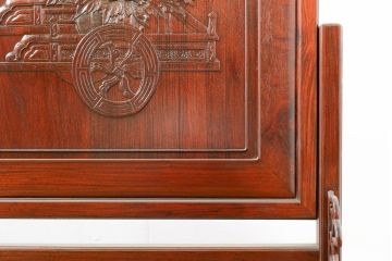 和製ビンテージ　花梨(カリン)材　赤みがかった色味と華やかな彫刻のデザインが目を惹く衝立て(つい立て、衝い立て、仕切り、パーテーション、ヴィンテージ)(R-074496)