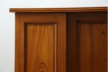 和製ビンテージ　総欅(ケヤキ)材　収納力抜群! 欅の杢目と風合いそのままを楽しめる下駄箱(収納棚、戸棚、靴箱、キャビネット、ヴィンテージ)(R-074498)