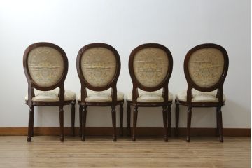 中古　スペイン高級家具　気品のある佇まいで空間を引き立てるダイニングチェア4脚セット(椅子、イス)(R-074500)