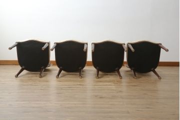 中古　スペイン高級家具　気品のある佇まいで空間を引き立てるダイニングチェア4脚セット(椅子、イス)(R-074500)